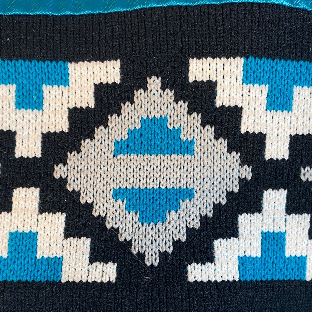 Teal Bomber Jacket With Geometric Pattern 80s-90s - image 6